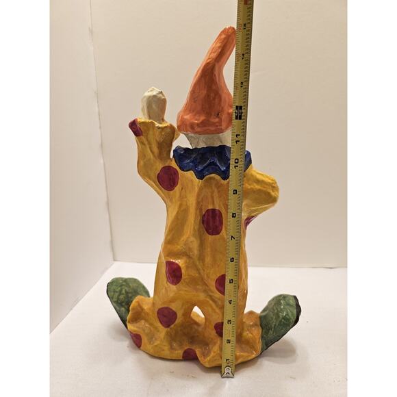 Mexican VTG 70s Art Paper Mache Clown Set of 2 Clown Figurines 14" - Picture 8 of 16